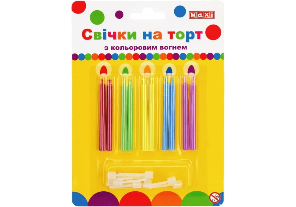Набір свічок в торт "Maxi" 10шт з підставками №MX620180 — купити | Канцелярський Сад