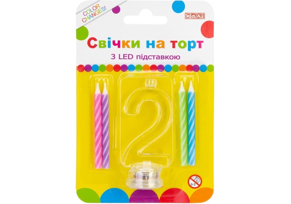 Набір свічок в торт 4шт з LED,що світиться "Цифра-2" №MX701007-2 — купити | Канцелярський Сад