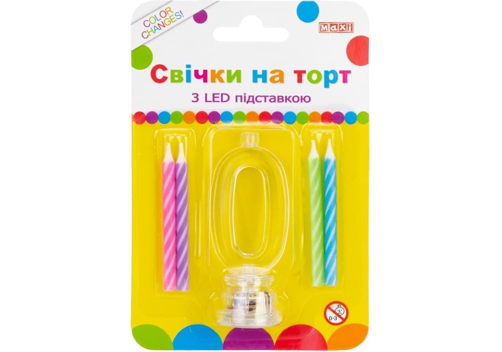 Набір свічок в торт 4шт з LED,що світиться "Цифра-0" №MX701007-0 — купити | Канцелярський Сад