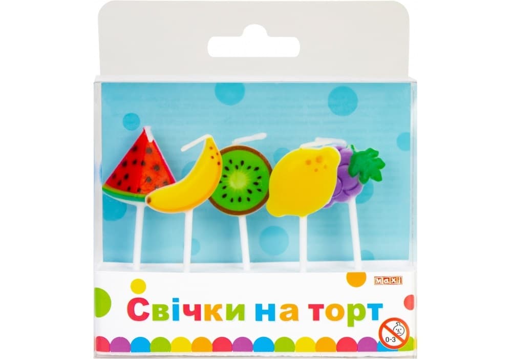 Набір свічок "Фруктовий бум" (5шт) асорті №MX629237/Maxi — купити | Канцелярський Сад
