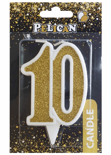 Свічка ювілейна "10" 7см золото №867110/Pelican — купити | Канцелярський Сад