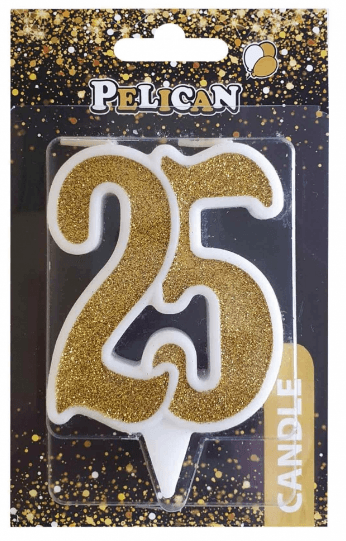 Свічка ювілейна "25" 7см золото №867125/Pelican — купити | Канцелярський Сад