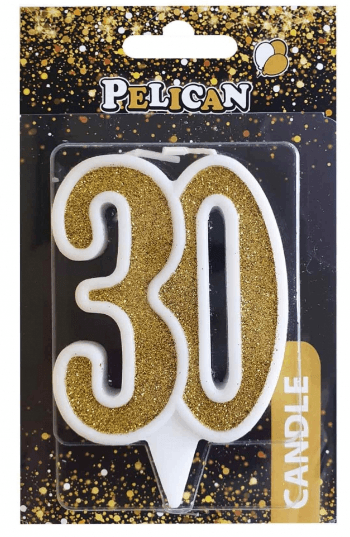 Свічка ювілейна "30" 7см золото №867130/Pelican — купити | Канцелярський Сад