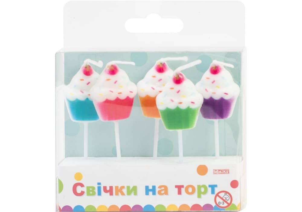 Набір свічок в торт "Sweet Cakes" 5шт №MX629066/Maxi — купити | Канцелярський Сад