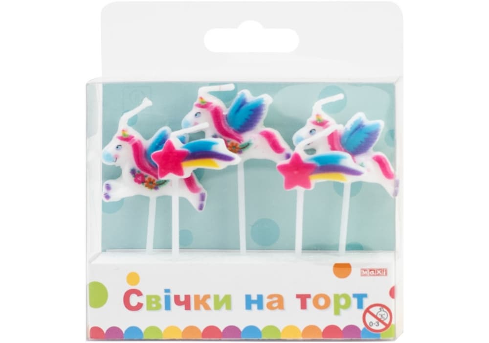 Набір свічок в торт "Unicorn" 5шт №MX629219/Maxi — фото товару | Канцелярський Сад