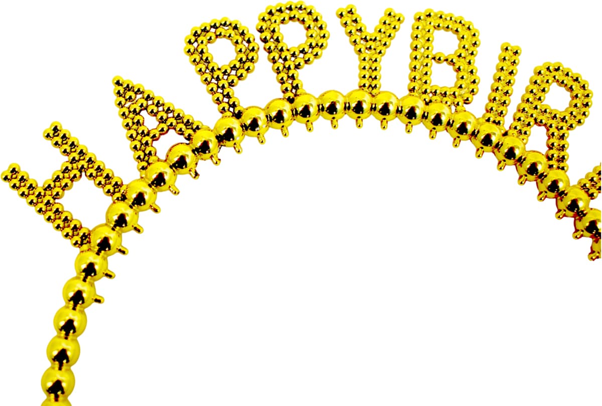 Обруч для волосся "Happy birthday" бусинки золото №15113 — фото 5