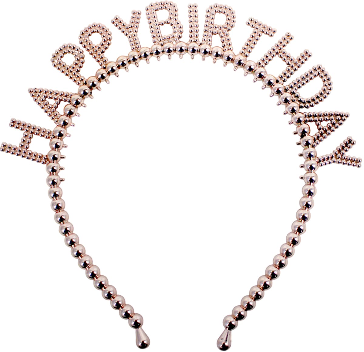 Обруч для волосся "Happy birthday" бусинки рожеве золото №15111 — фото 3