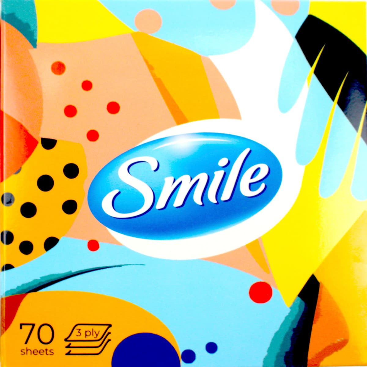 Серветки паперові косметичні Smile (70шт) 3шар білі куб №1996 — фото 3