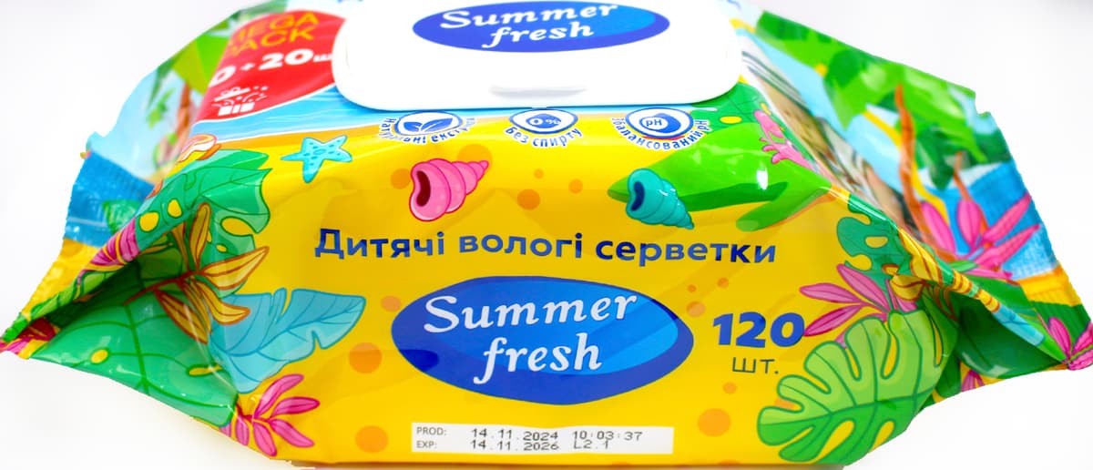 Серветки вологі "Summer Fresh" (120шт) Mega Pack з клапаном №1905 — фото 3