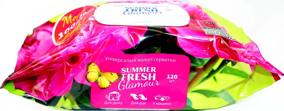 Серветки вологі "Summer Fresh" (120шт) Glamour з клапаном №1912 — фото 3