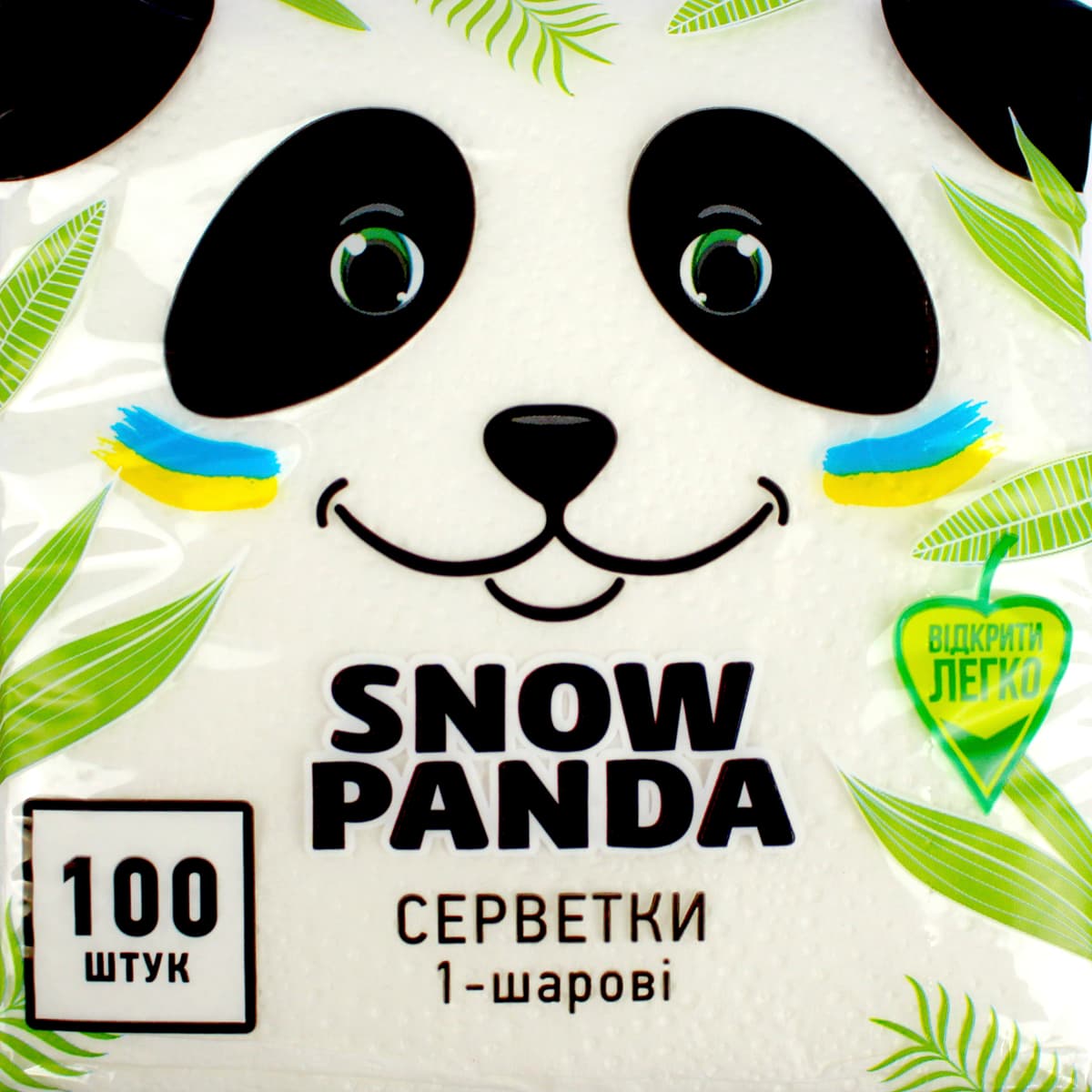 Серветки паперові "Сніжна панда" 1-х шарові (100шт) №7879 — фото 3