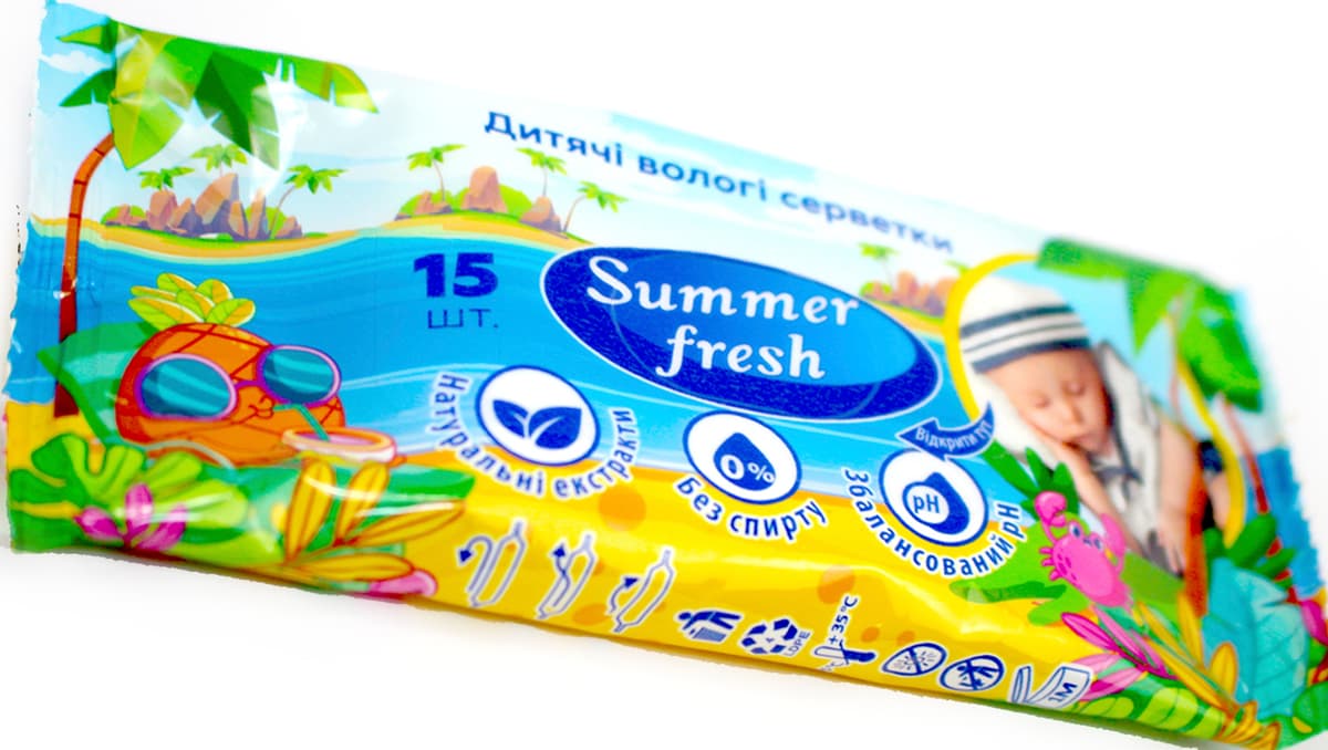 Серветки вологі "Summer Fresh" (15шт) Compact Pack №1899 — фото 3