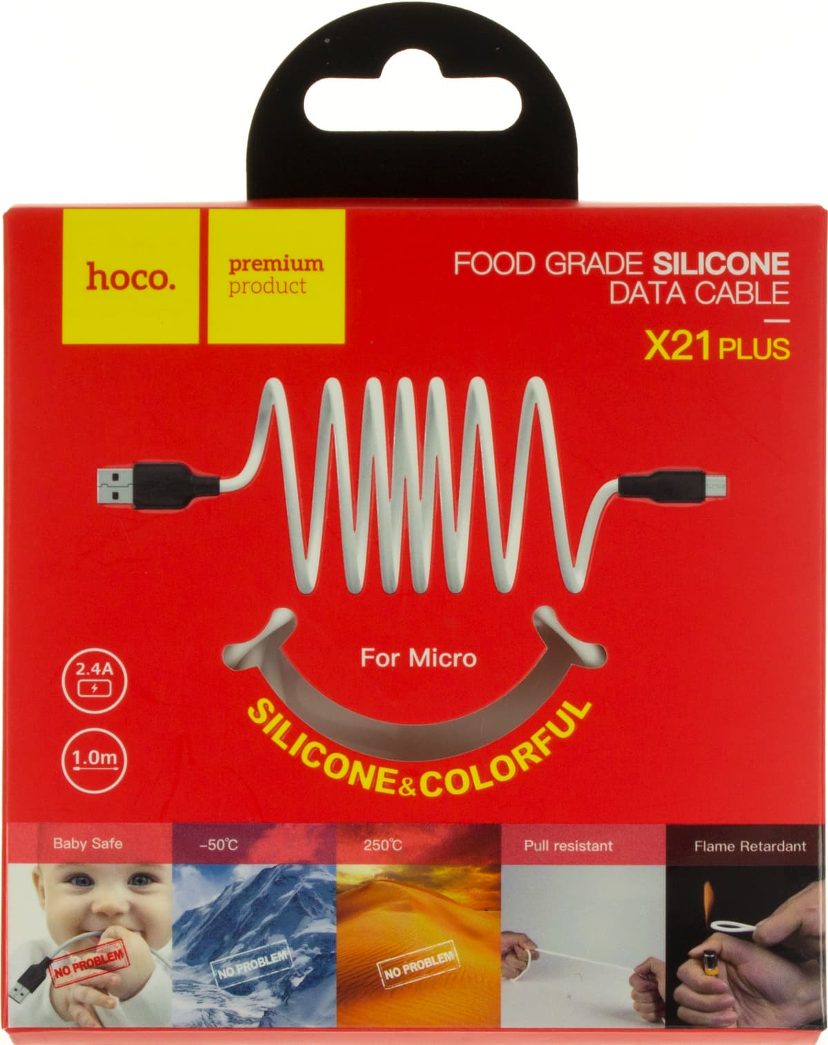 Кабель USB > microUSB HOCO X21 Silicone 2.4A 1м black/white — купити | Канцелярський Сад