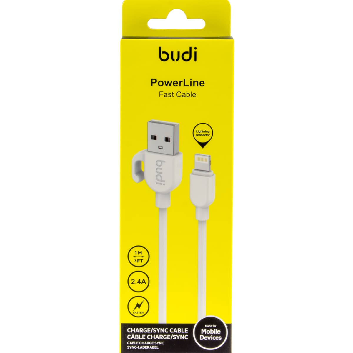 Кабель USB > lightning Budi 2.4A/3A 1м white №DC227L10W/Breidon — купити | Канцелярський Сад