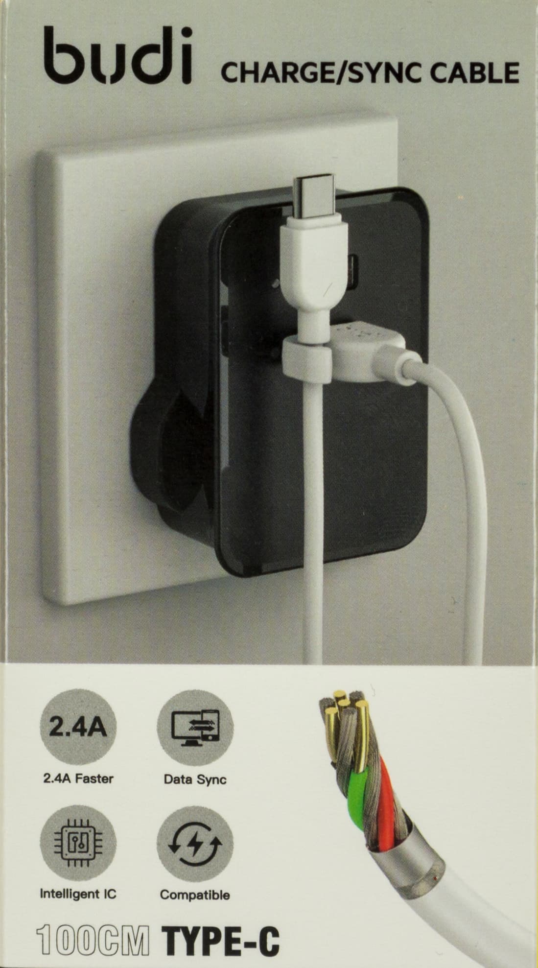 Кабель USB > Type-C Budi 3A 1м white №DC227T10W/Breidon/ — фото 3