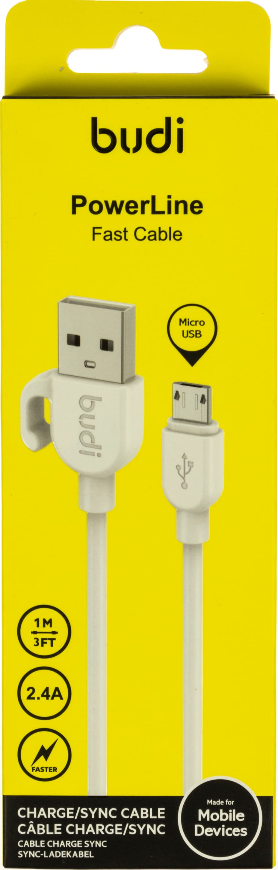 Кабель USB > microUSB Budi 2.4A 1м white №DC227M10W/Breidon — купити | Канцелярський Сад