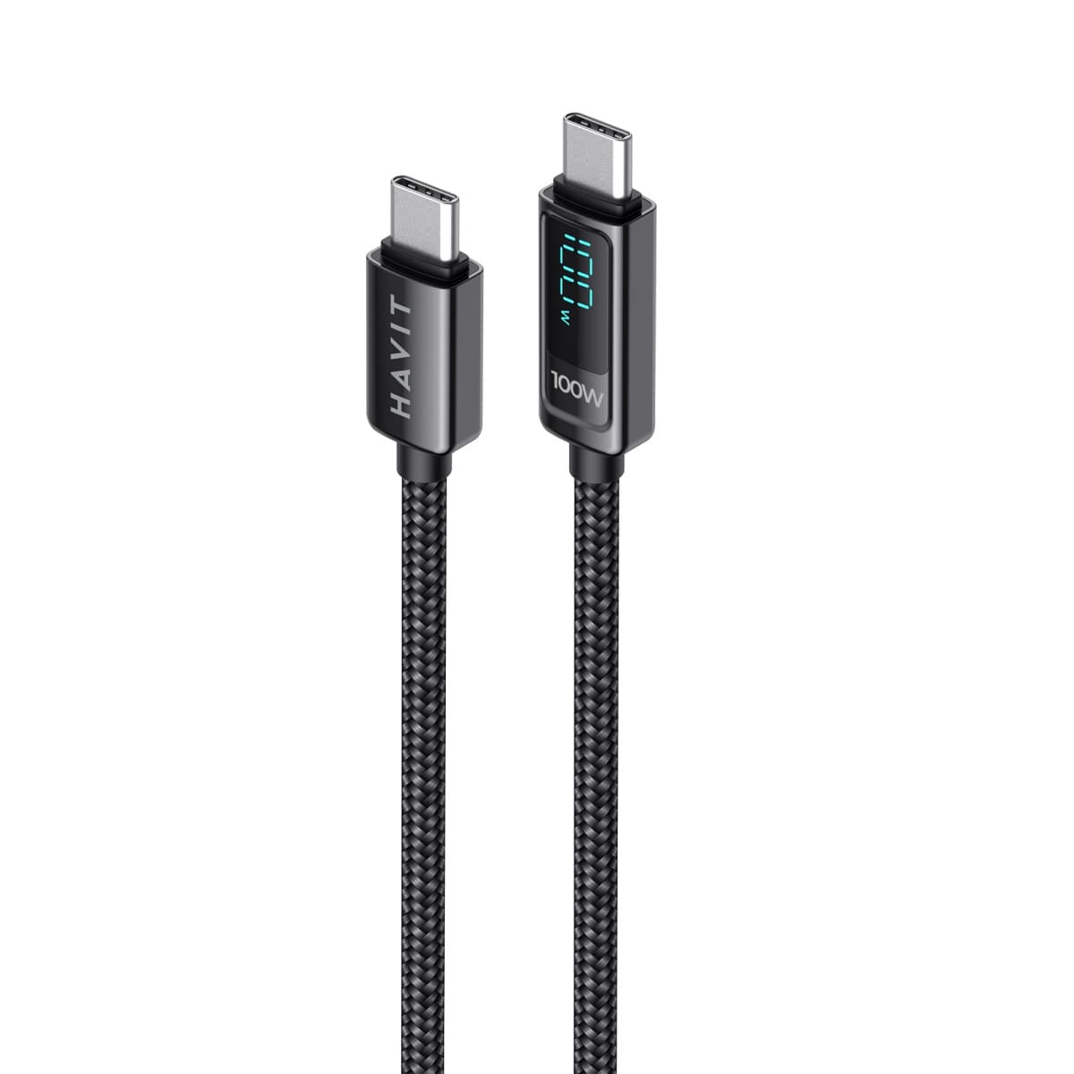 Кабель Type-C > Type C Havit HV-CB6247 PD100W 5A 2м з Led екраном,black — купити | Канцелярський Сад