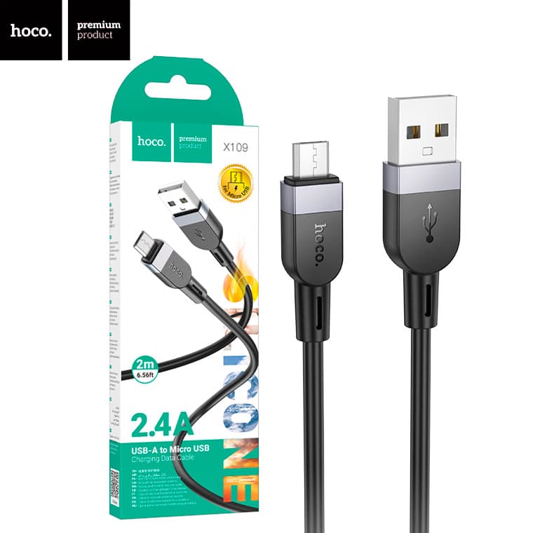 Кабель USB > microUSB HOCO X109 2.4A 3м black — купити | Канцелярський Сад
