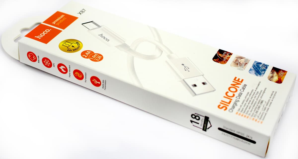Кабель USB > microUSB HOCO X87 Magic silicone white 2.4A 1м — фото 3