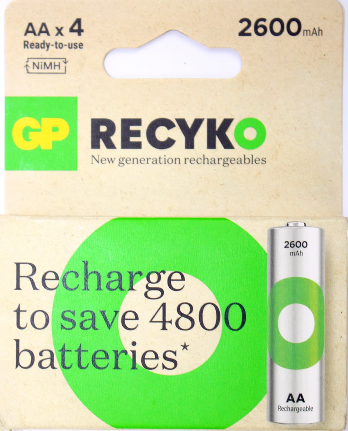 Акумулятори GP NіMH 270AAHCER21-2TLB4 (R-06,2600mAh)/блістер 4шт — фото товару | Канцелярський Сад