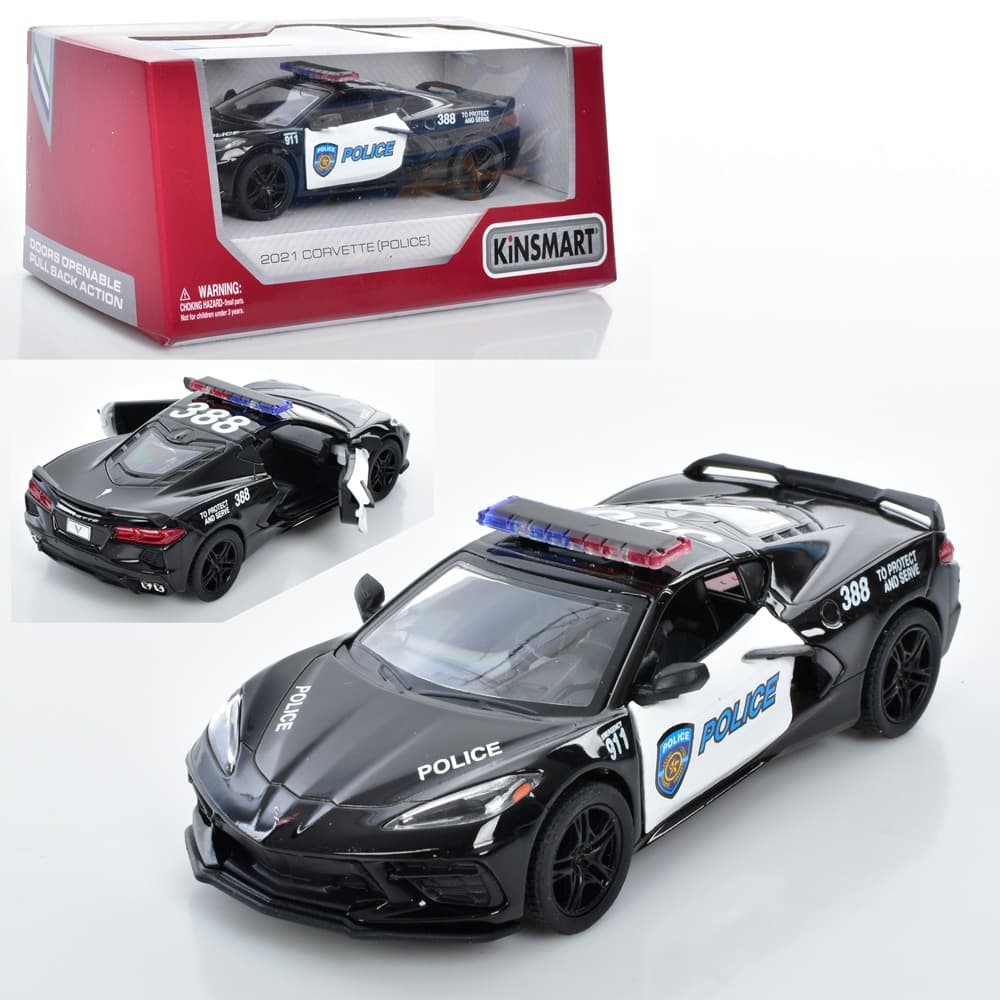Машина метал. "Kinsmart" Corvette Поліція 2021,в кор-ці,16х7,5х8см №KT5432WP — купити | Канцелярський Сад