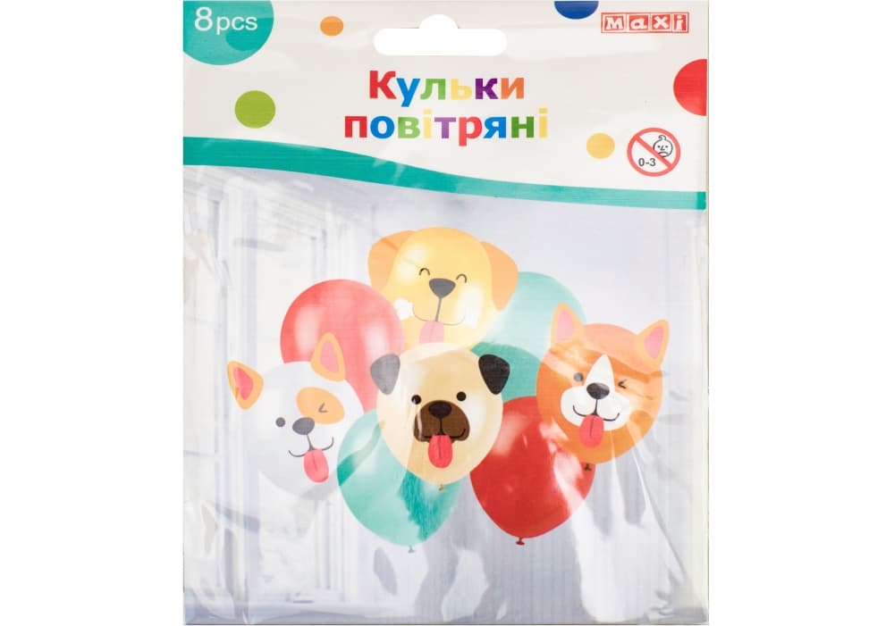 Набір кульок повітр. латексних "Maxi" "Happy Dogs" 8шт №MX630216 — купити | Канцелярський Сад
