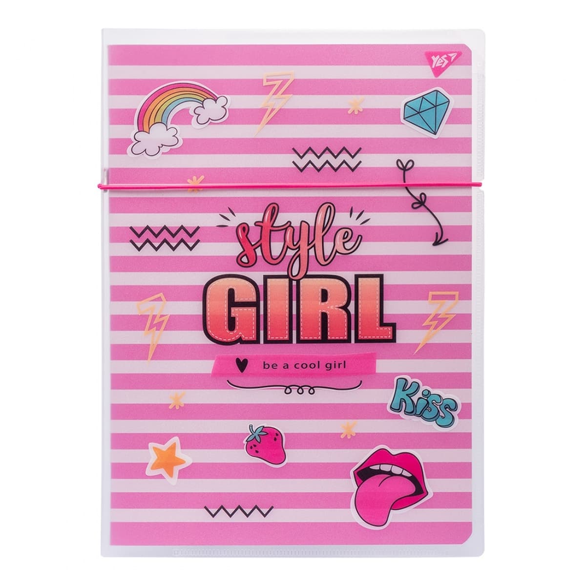 Зошит А4 48арк. кліт. в пласт папці "Style girl pink" №764429/Yes — купити | Канцелярський Сад