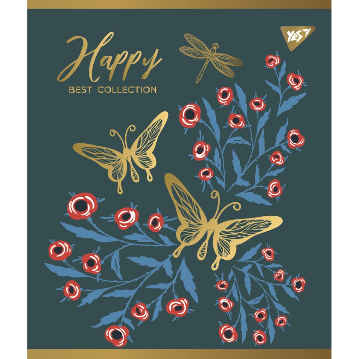 Зошит А5 YES 96арк. кліт. мат. ВДЛ+ УФ-виб+Pantone Gold "Happy" №766901 — купити | Канцелярський Сад