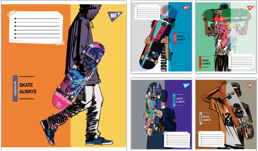 Зошит 60арк. кліт. YES Skate is always №767815 — купити | Канцелярський Сад
