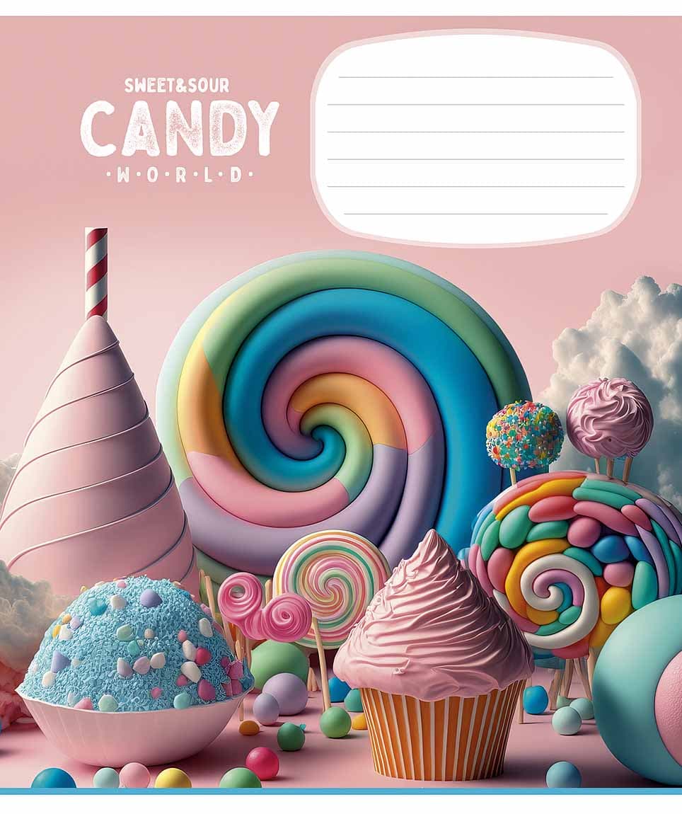 Зошит 12арк. кліт. Школярик "Candy world" ВД-лак №012-3266K — купити | Канцелярський Сад