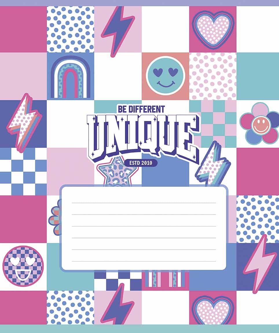 Зошит 18арк. кліт. Школярик "I'm unique" глітер №018-3527K — фото 4