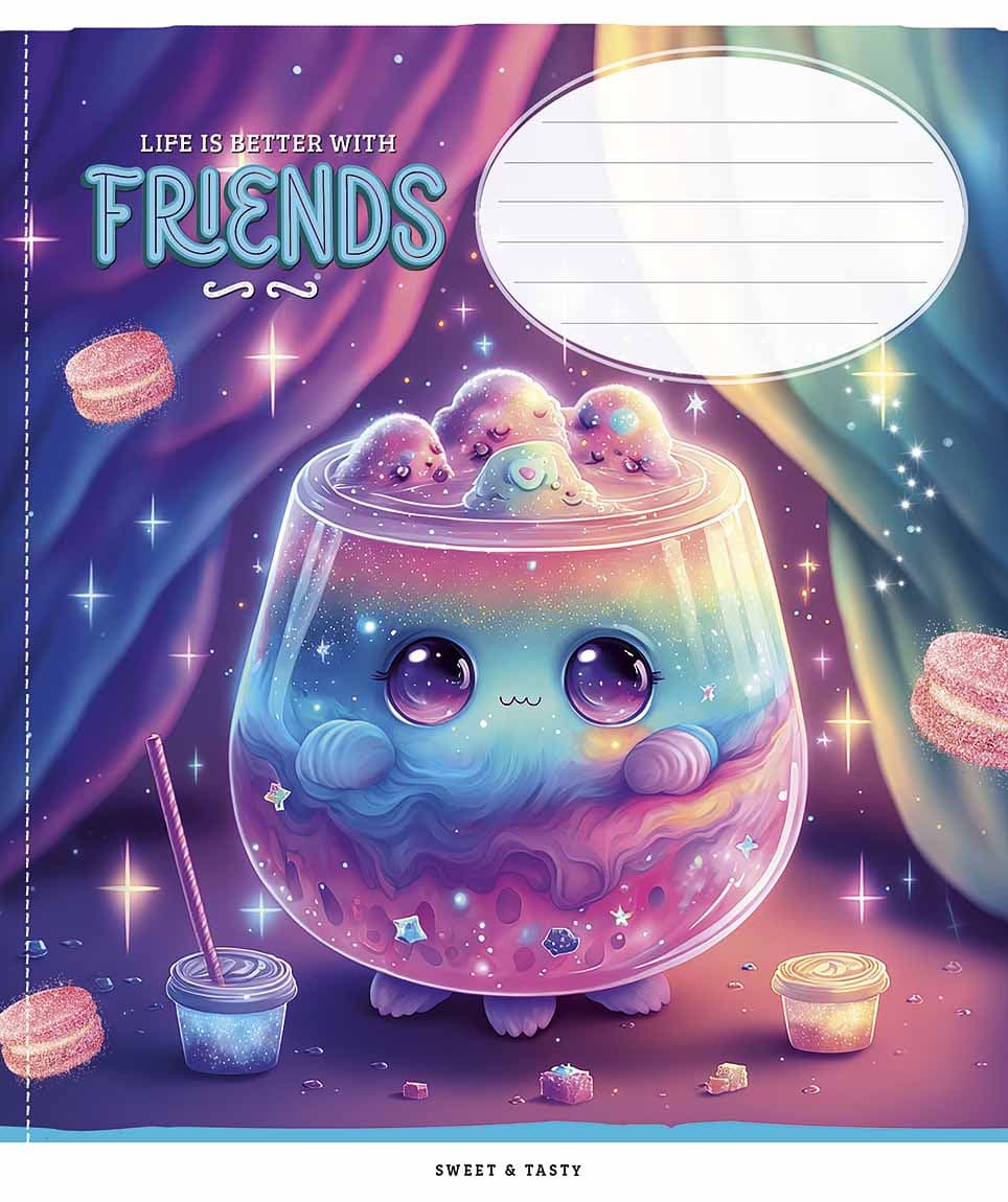 Зошит 12арк. лін. Star "Life is better with friends" глітер №012-3396L — купити | Канцелярський Сад