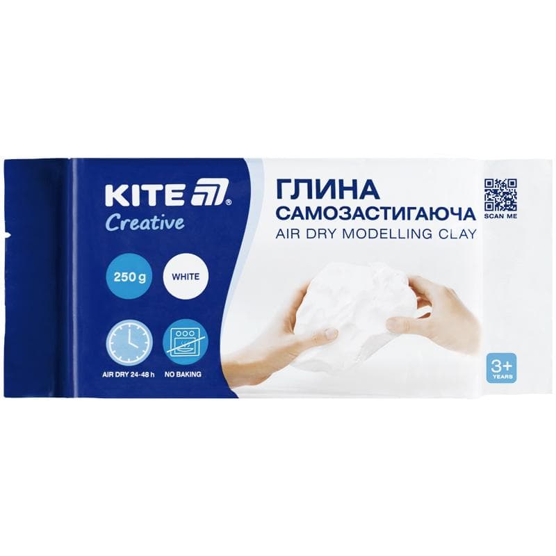 Глина самозастигаюча "Kite" Creative біла 250гр №K-292 — фото товару | Канцелярський Сад