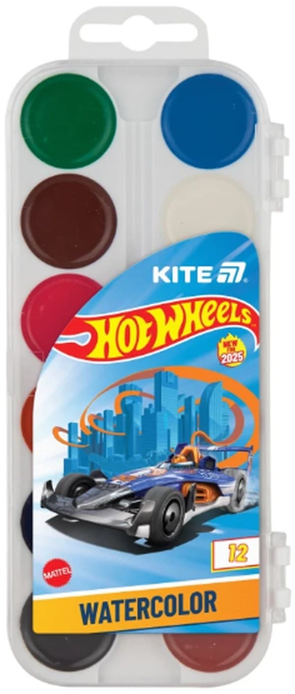 Акварель 12 кольор. "Kite" "Hot Wheels" №HW25-061 — купити | Канцелярський Сад