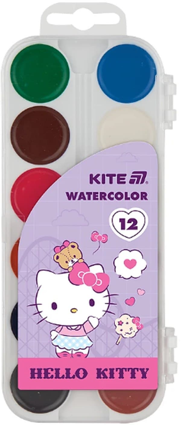 Акварель 12 кольор. "Kite" "Hello Kitty" №HК25-061 — купити | Канцелярський Сад
