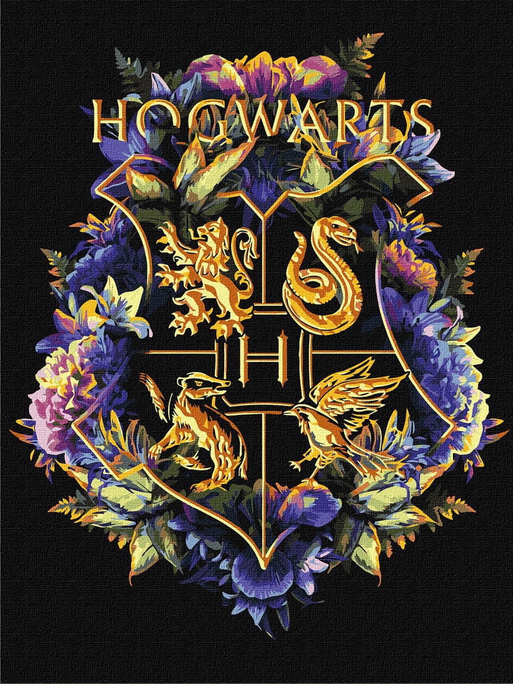 Картини по номерах акрил.WB"HarryPotter:ГербГоґвортсу з фарбами металік"30х40см№KHО5209 — купити | Канцелярський Сад