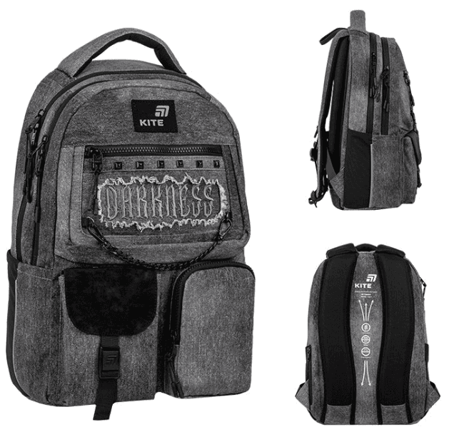 Рюкзак "Kite" Education teens 2587M Darkness 2від.,6карм. №K26-2587M-5 — купити | Канцелярський Сад