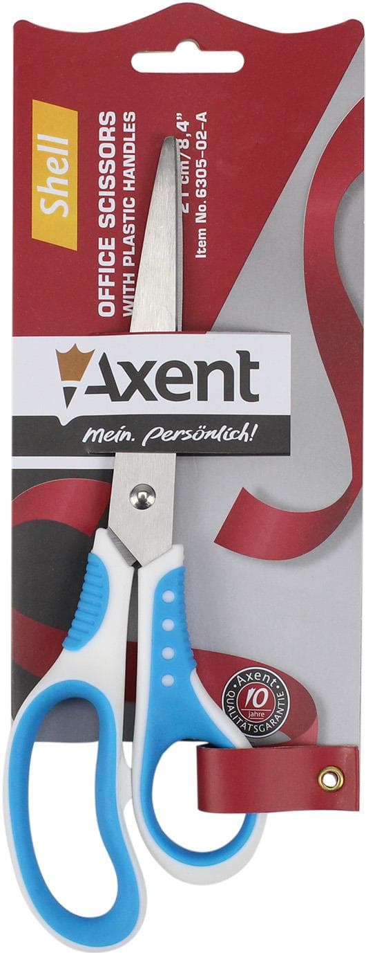 Ножиці офісн. "Axent" №6305-02 21см Shell біл.-блакитні — фото 3