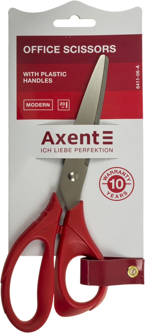 Ножиці офісн. "Axent" №6411-06-А 20см Modern червоні — фото 3