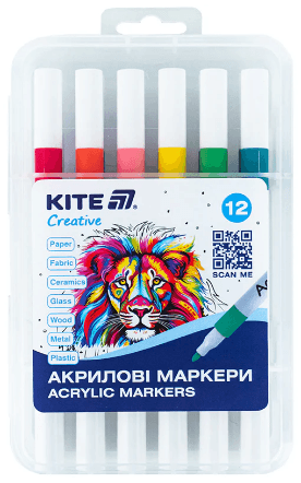 Набір маркерів акрил. "Kite" Creative №K-1156 12шт — фото товару | Канцелярський Сад