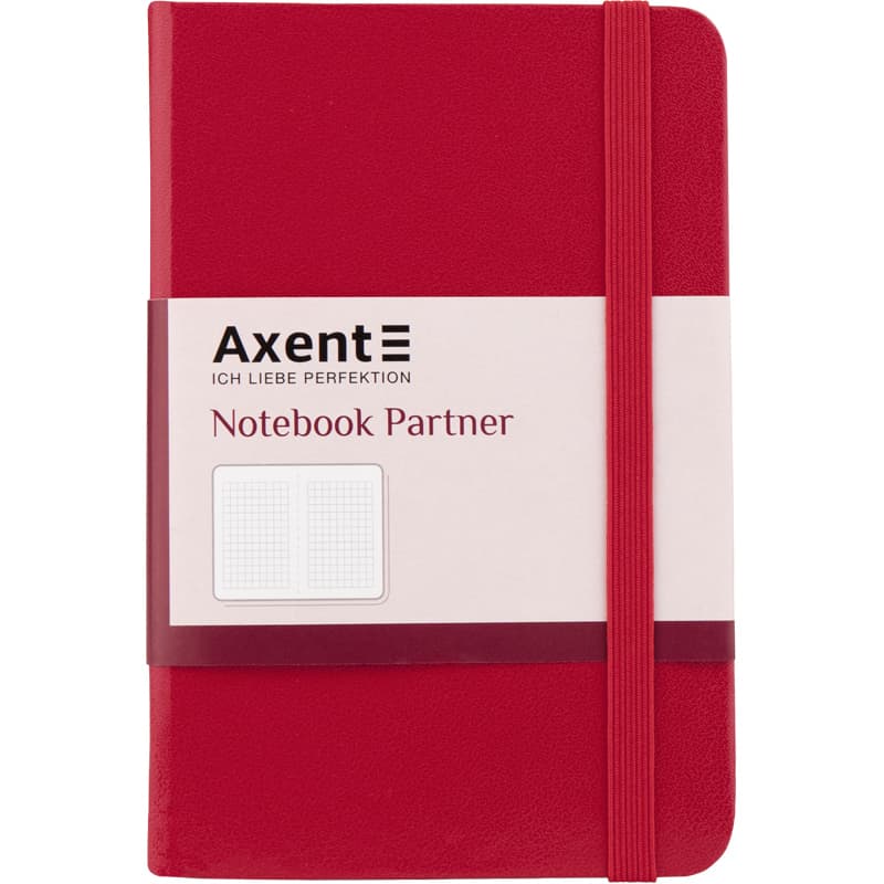 Блокнот А6 96арк. кліт. тв. обкл. "Partner" червоний №8301-03/Axent — фото товару | Канцелярський Сад
