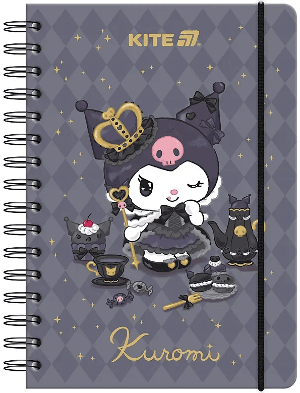 Блокнот пруж. А5 80арк. кліт. тв. обкл. Kuromi №HK25-190/Kite — купити | Канцелярський Сад