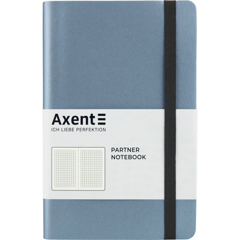 Блокнот В6 96арк. кліт. карт. "Partner Soft" срібно-синій №8206-14/Axent — купити | Канцелярський Сад