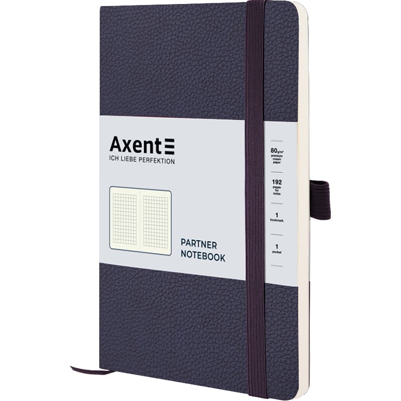 Блокнот В6 96арк. кліт. карт. "Partner Soft Skin" синій №8616-02-A/Axent — купити | Канцелярський Сад