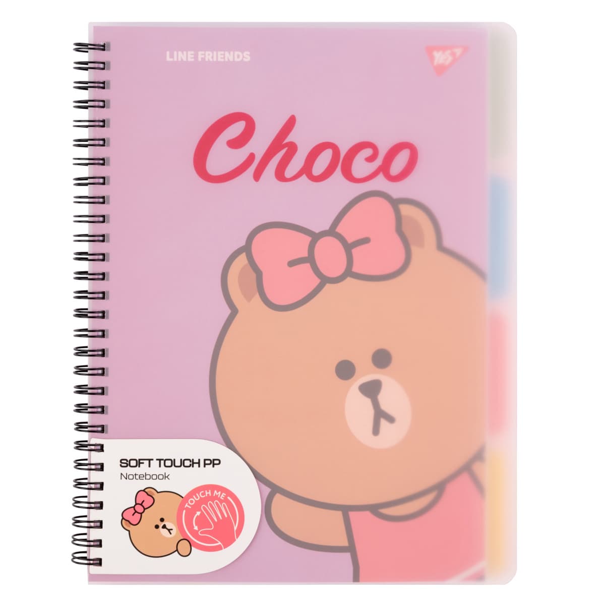 Блокнот пруж. В5 80арк. кліт. пласт. обкл.,софт-тач Line Friends. Choco №765740/Yes — купити | Канцелярський Сад