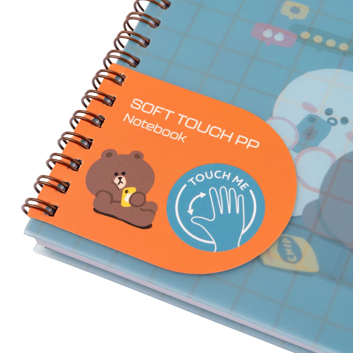 Блокнот пруж. В5 80арк. кліт. пласт. обкл.,софт-тач Line Friends №765741/Yes — фото 3