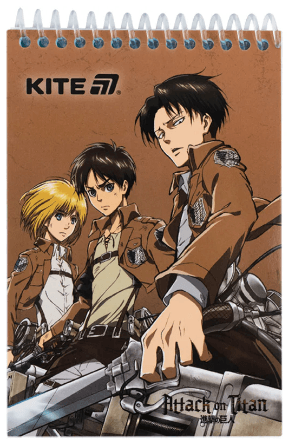 Блокнот пруж. А6 48арк.б/лін. карт. Attack on Titan №AT25-196/Kite — купити | Канцелярський Сад
