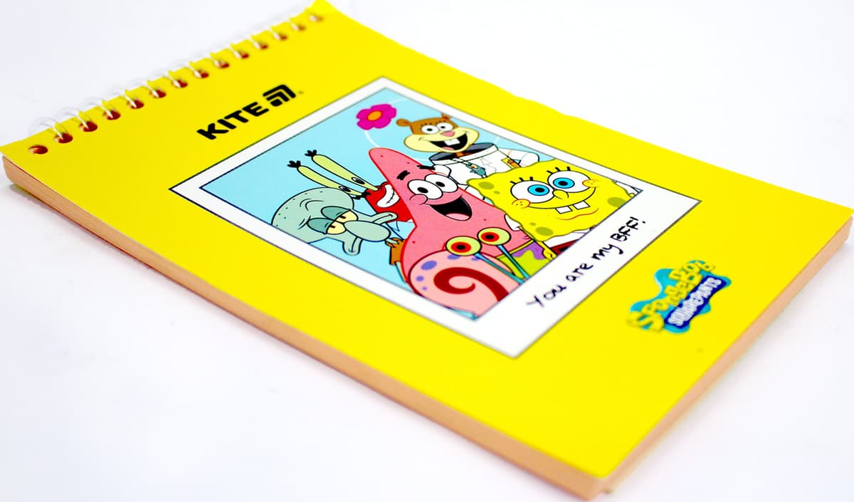 Блокнот пруж. А6 48арк. б/лін. пласт. Sponge Bob №SB25-196/Kite — фото 3