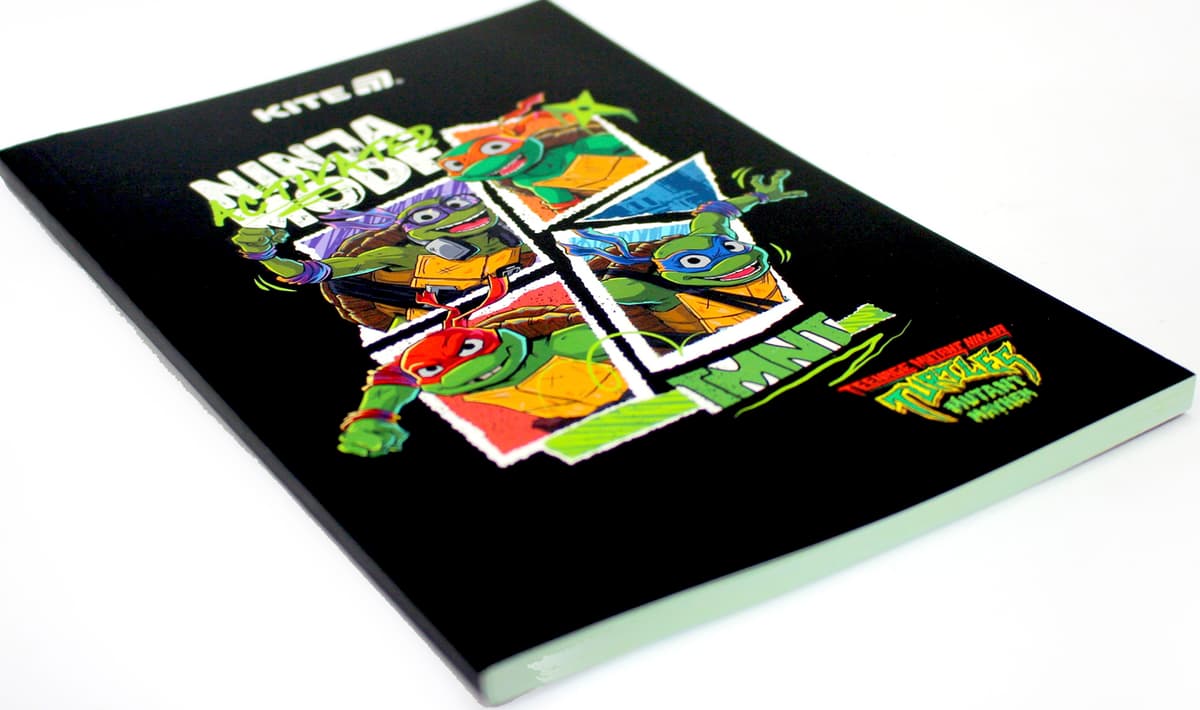 Блокнот А5 64арк. б/лін. м'яка обкл. Ninja Turtles термобіндер №NT25-193-2/Kite — фото 3