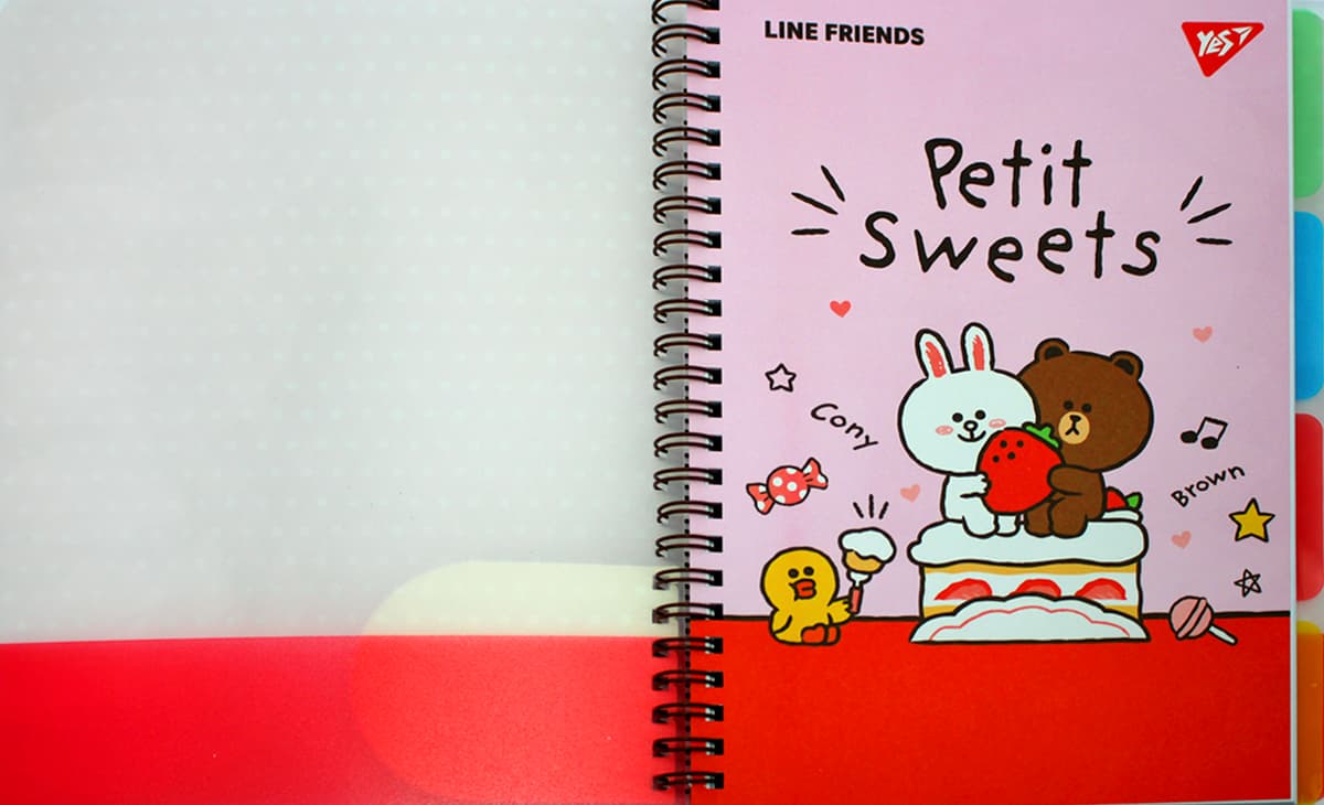 Блокнот пруж. А5 80арк. кліт. пласт. обкл.,софт-тач Line Friends №765737/Yes — фото 4